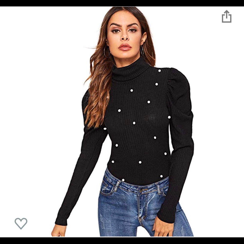 Long Sleeve Blouse w/ pearl embellishments